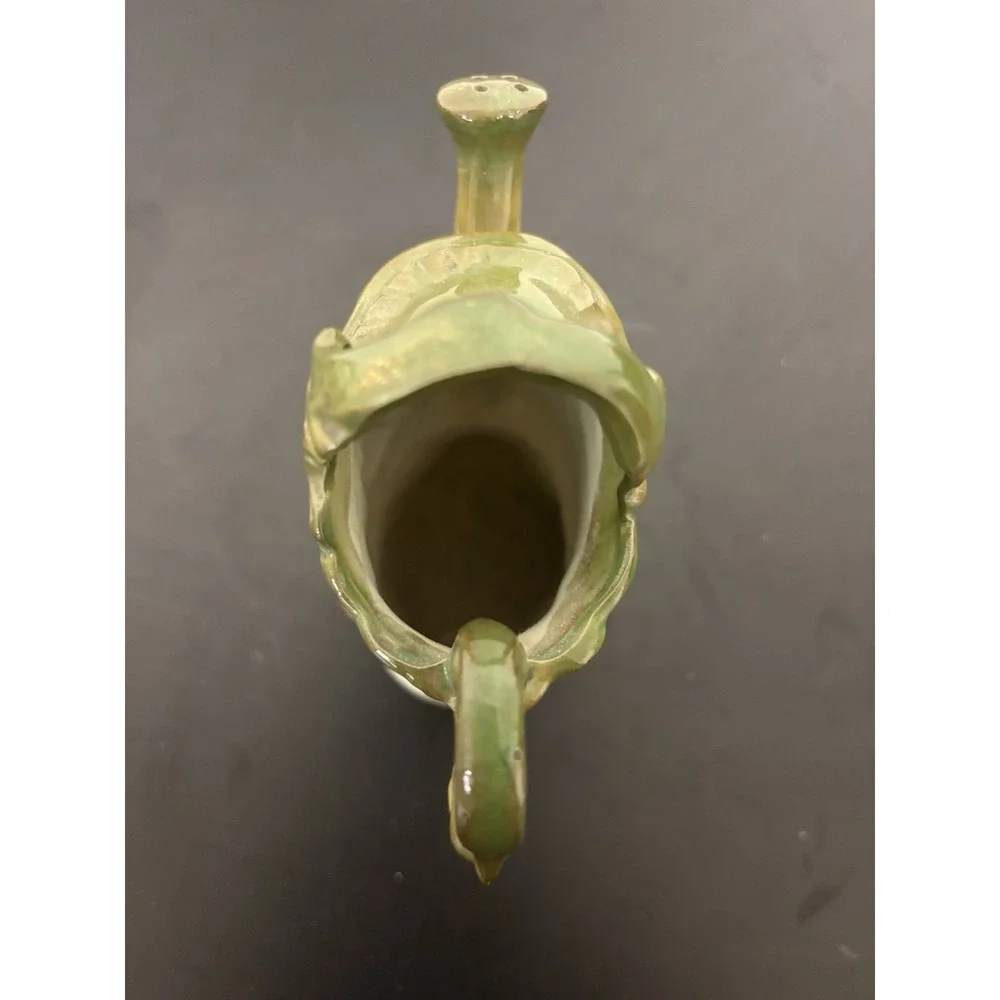 Green White‎ Gold Floral Ceramic Teapot, Glossy Decorative Flower Theme